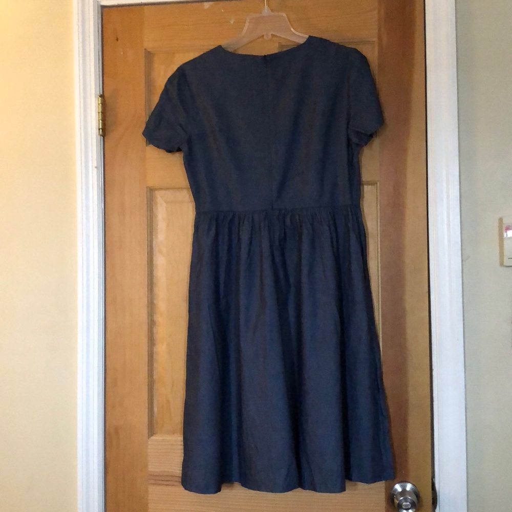 3/10$ Classic Short-Sleeve Blue Fit-and-Flare Dress - Picture 3 of 3
